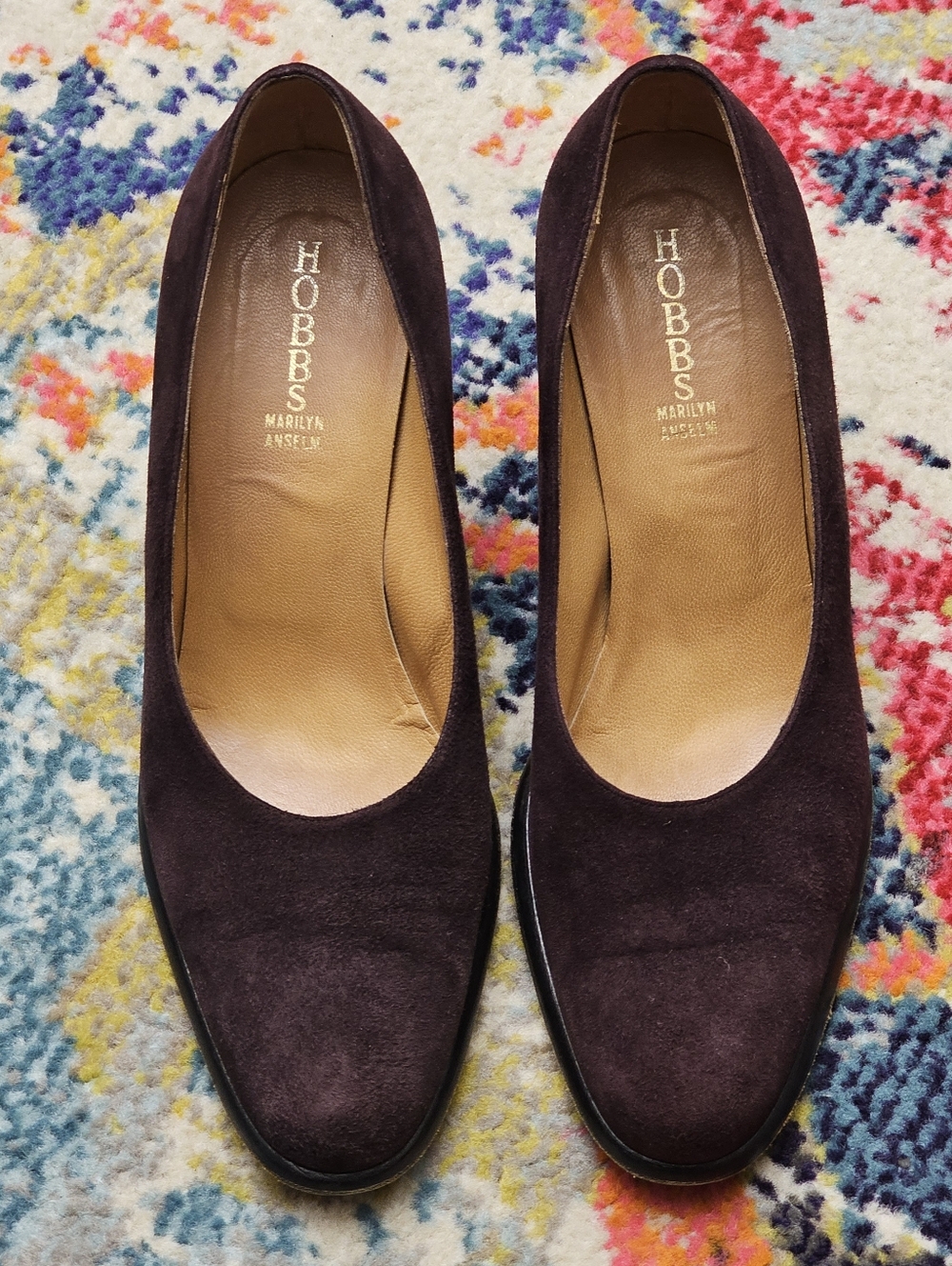 Hobbs Marilyn Anselm Womens EU 39 / US 8 Block Heel Suede Pumps Purple / Brown